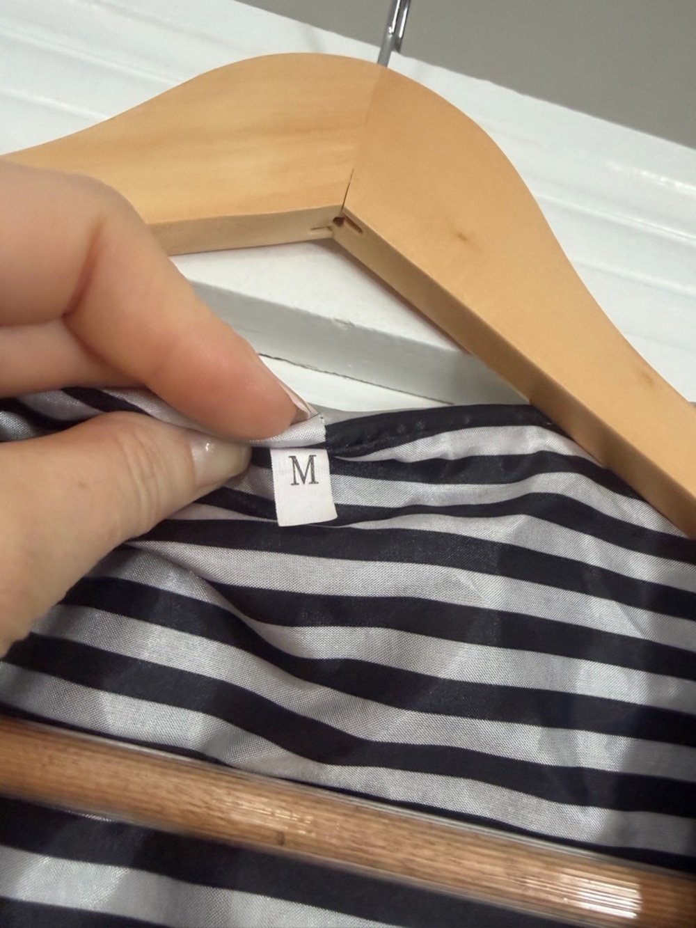 Women's Black Hooded rain Coat with Striped Lining - Picture 5 of 9